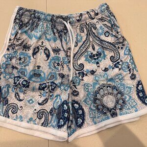 NWT - Blue and White Paisley Shorts (Women's XL)